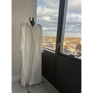 J.Crew Shirt Dress White Long Sleeve Button Collared Viscose Solid 8 Woven